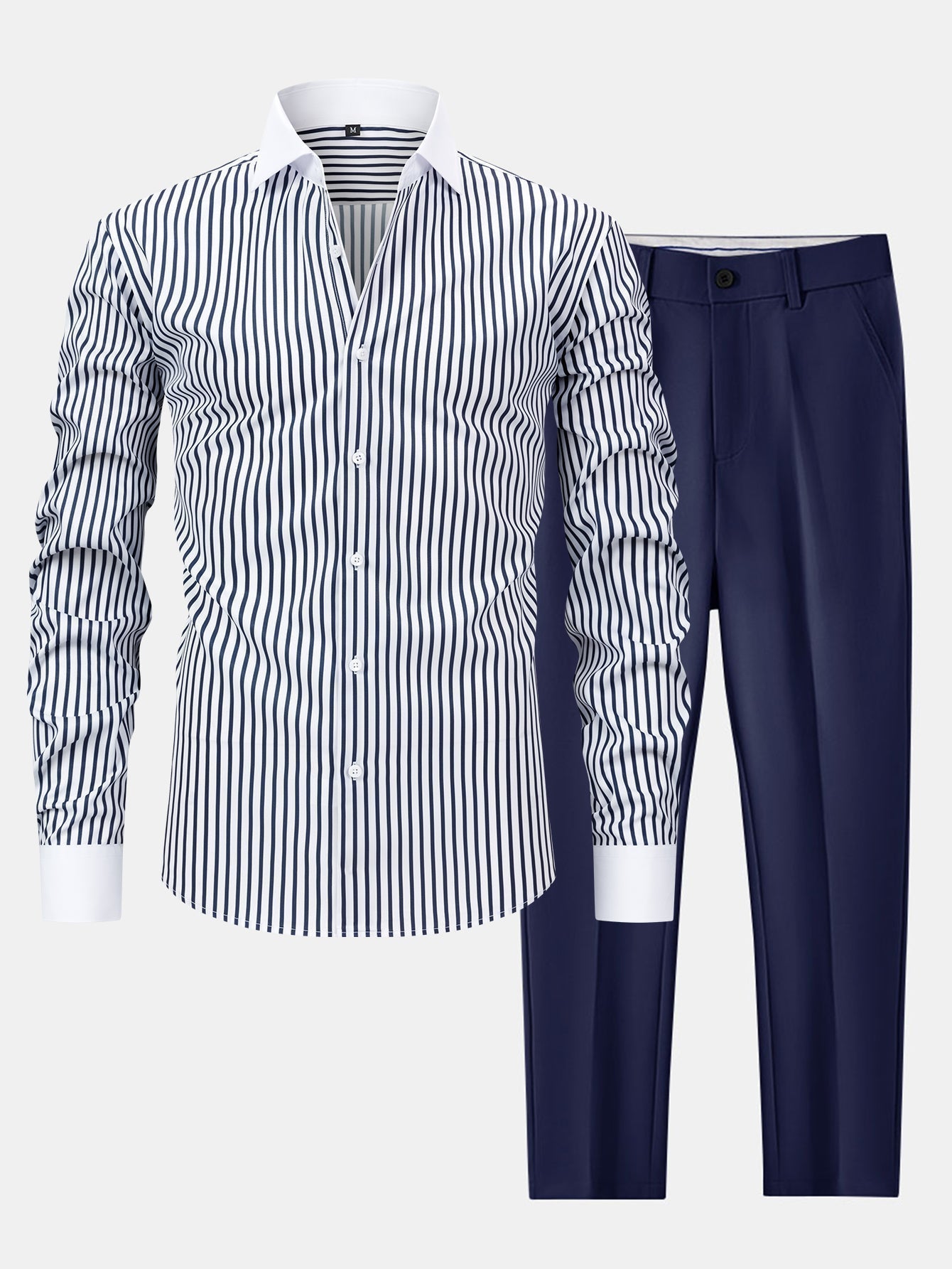 Maqiato | Men's Striped Shirt & Slim Fit Pants Set