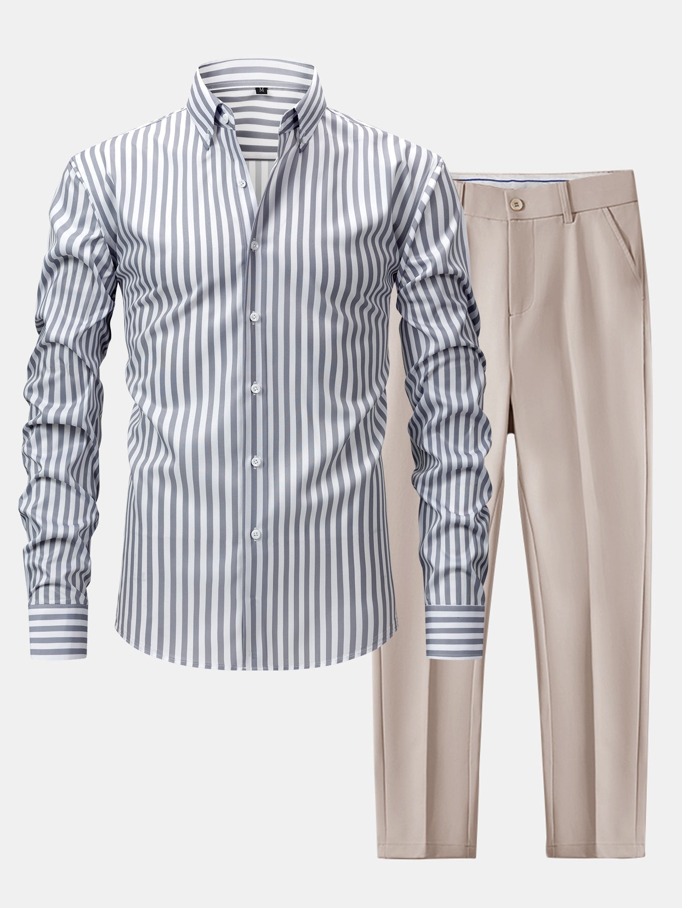 Maqiato | Men's Striped Shirt & Slim Fit Pants Set