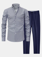 Maqiato | Men's Striped Shirt & Slim Fit Pants Set