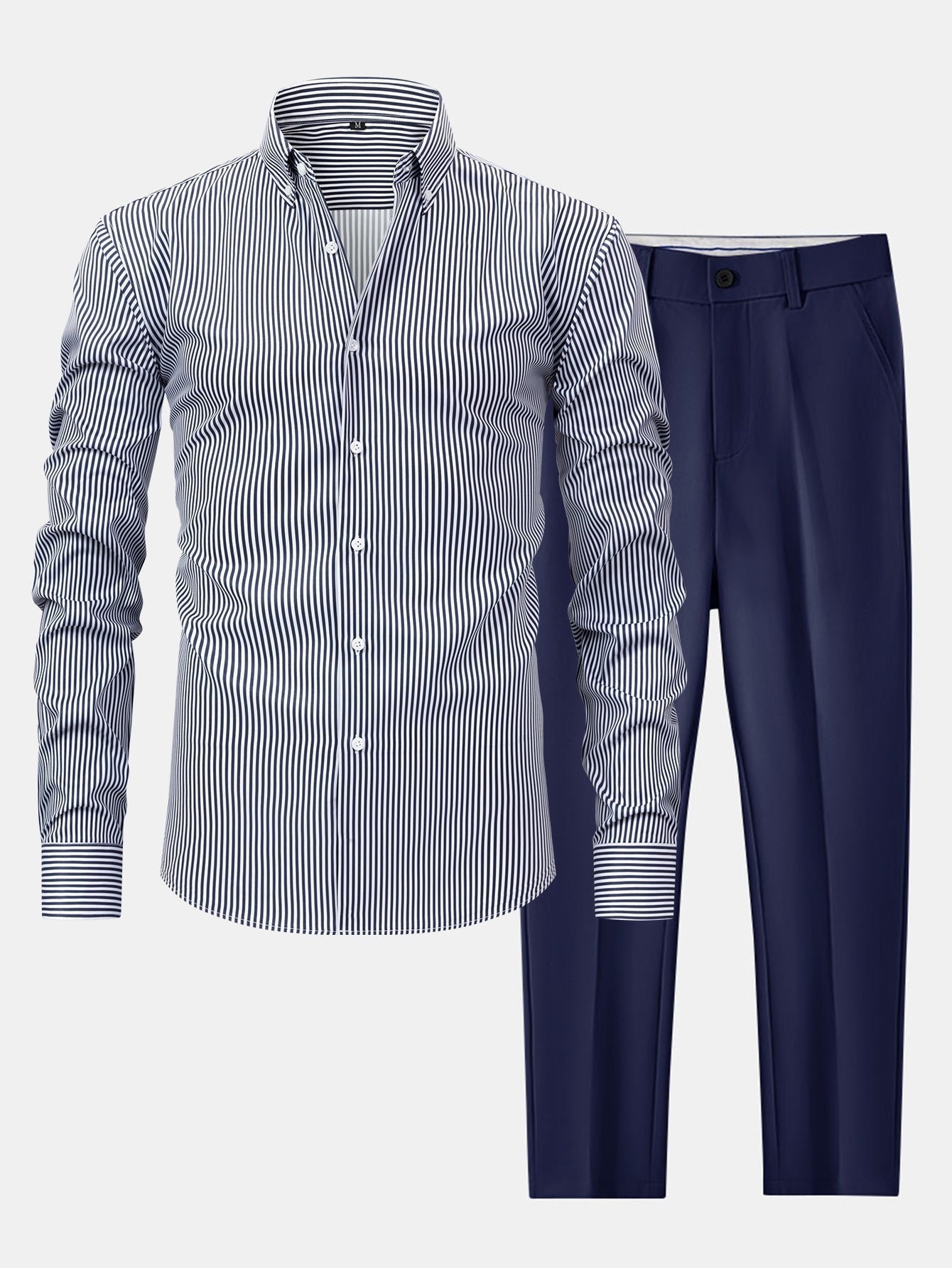 Maqiato | Men's Striped Shirt & Slim Fit Pants Set