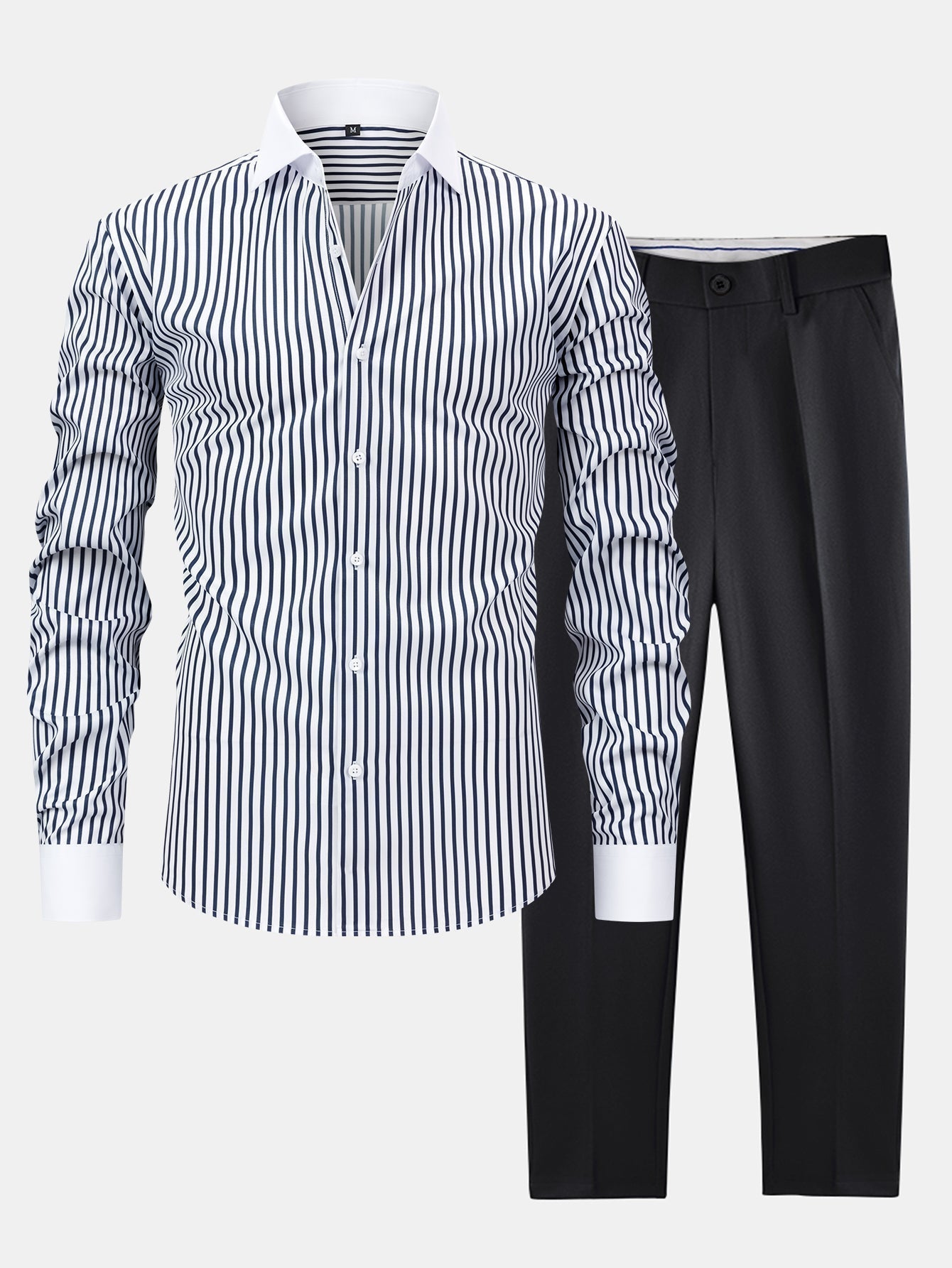 Maqiato | Men's Striped Shirt & Slim Fit Pants Set
