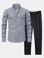 Maqiato | Men's Striped Shirt & Slim Fit Pants Set