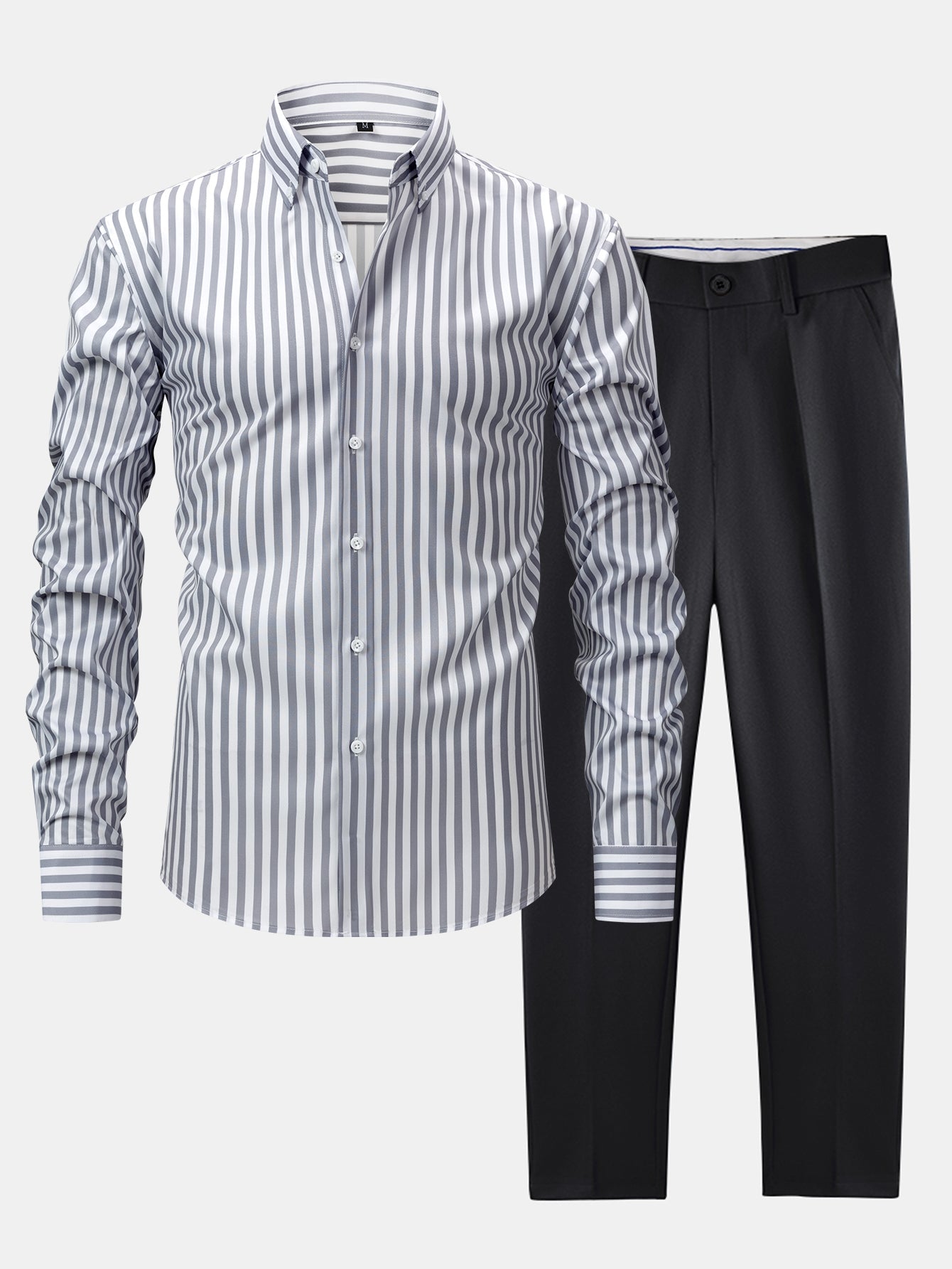 Maqiato | Men's Striped Shirt & Slim Fit Pants Set
