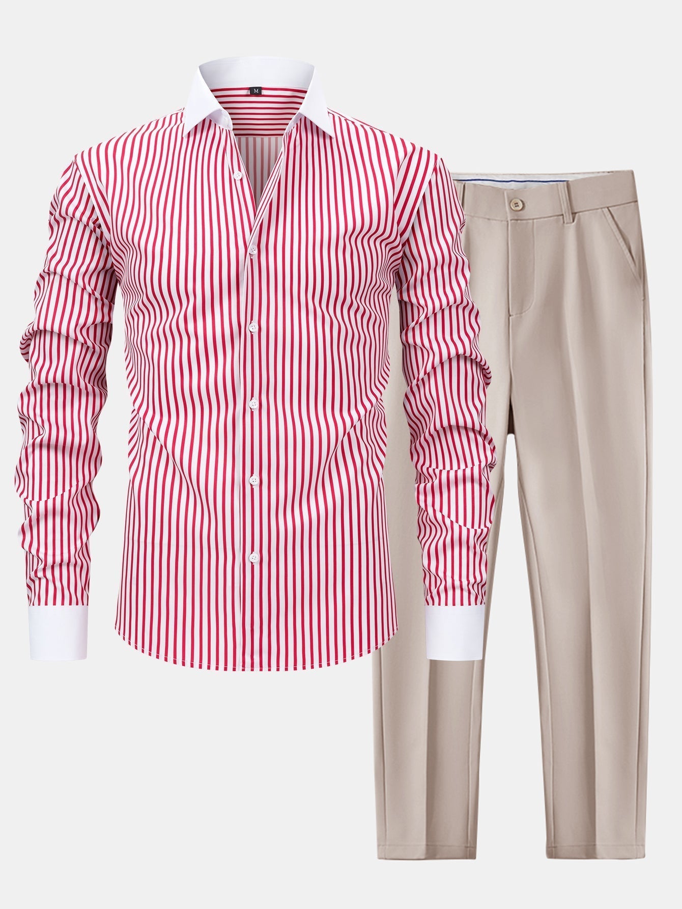 Maqiato | Men's Striped Shirt & Slim Fit Pants Set