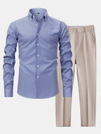 Maqiato | Men's Striped Shirt & Slim Fit Pants Set