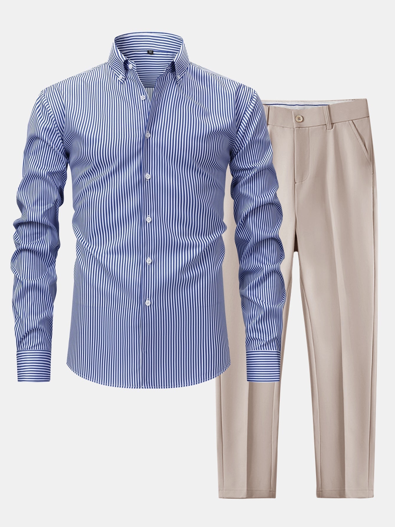 Maqiato | Men's Striped Shirt & Slim Fit Pants Set