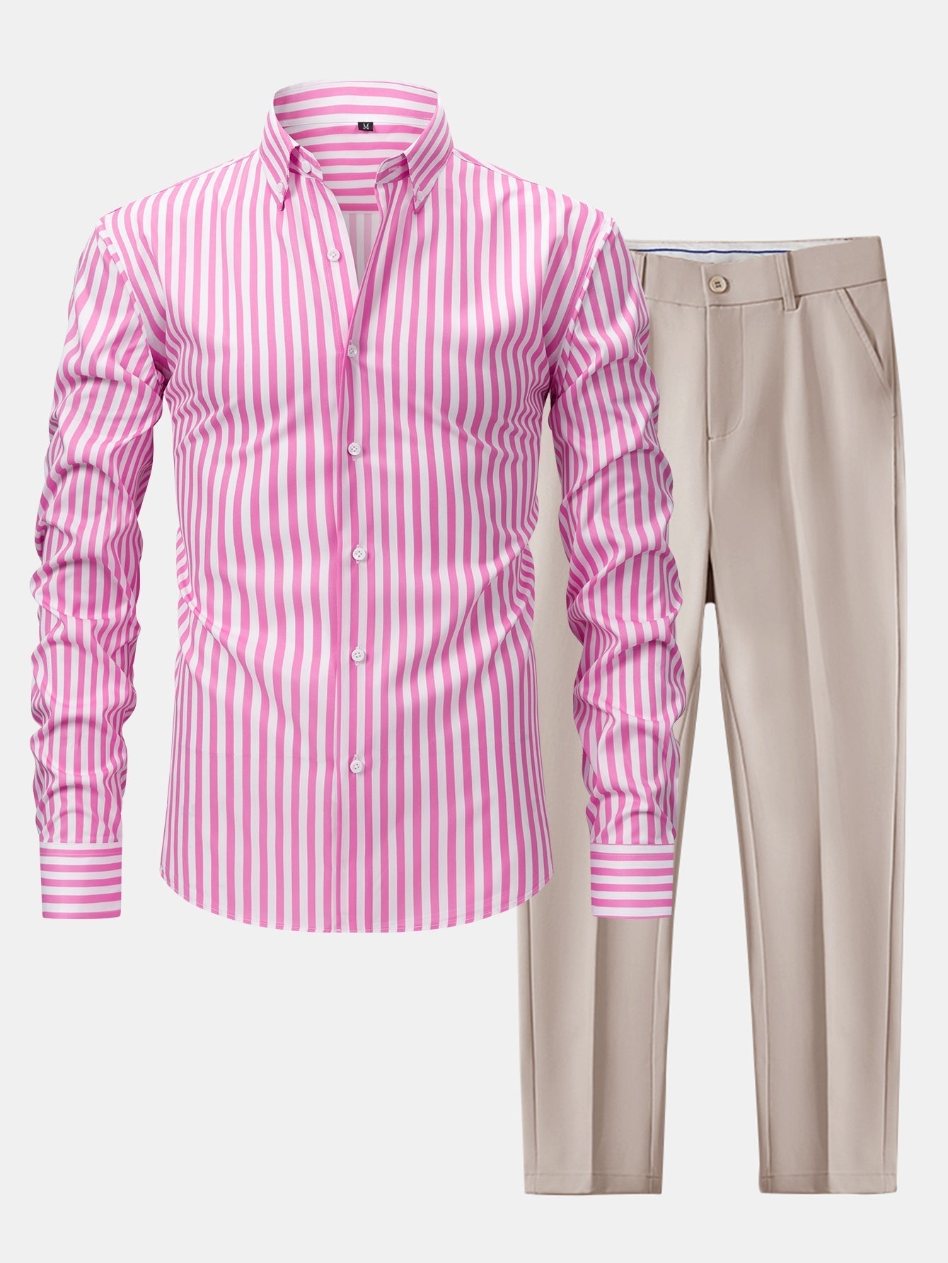 Maqiato | Men's Striped Shirt & Slim Fit Pants Set