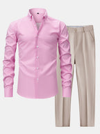 Maqiato | Men's Striped Shirt & Slim Fit Pants Set