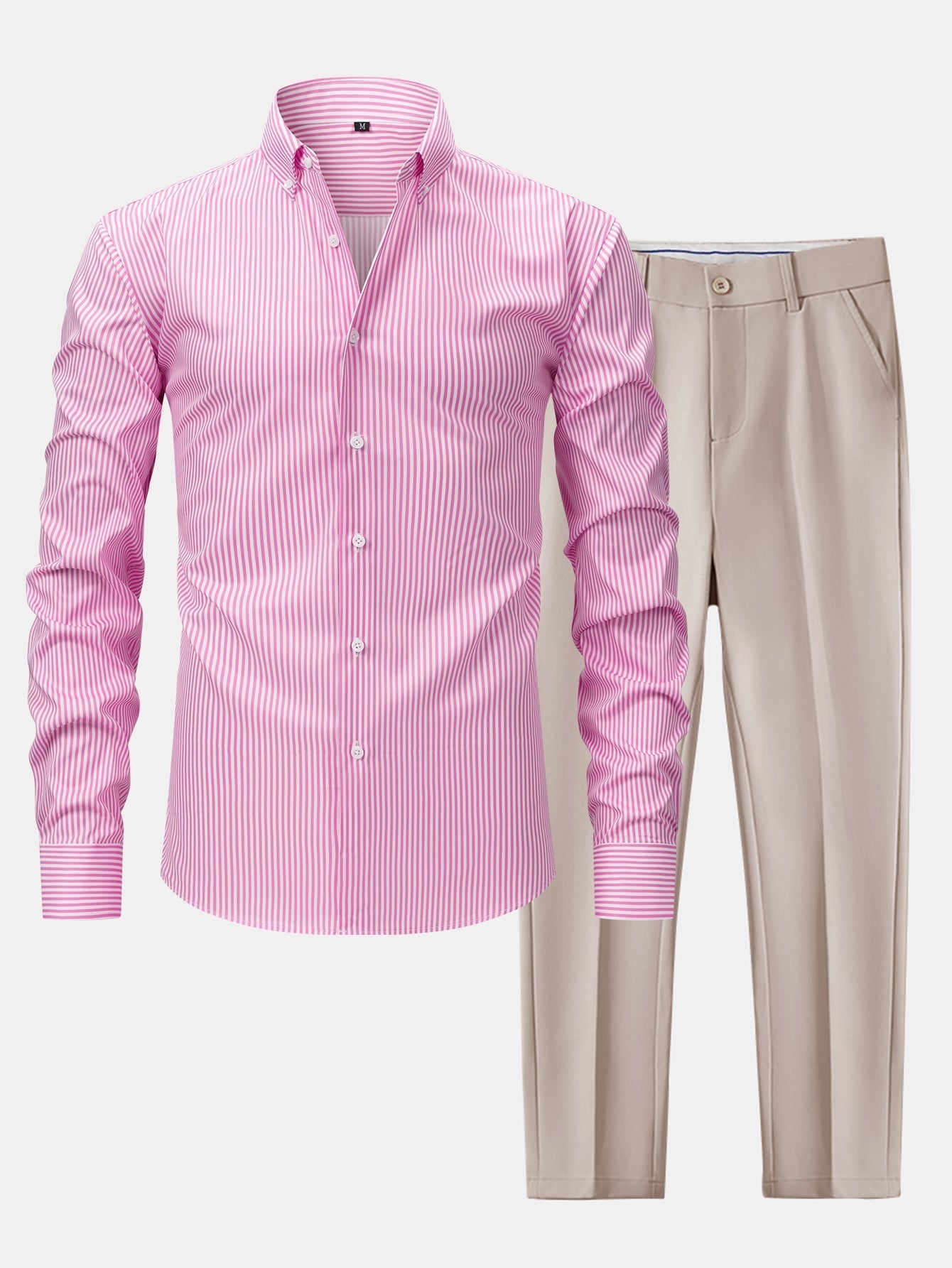 Maqiato | Men's Striped Shirt & Slim Fit Pants Set