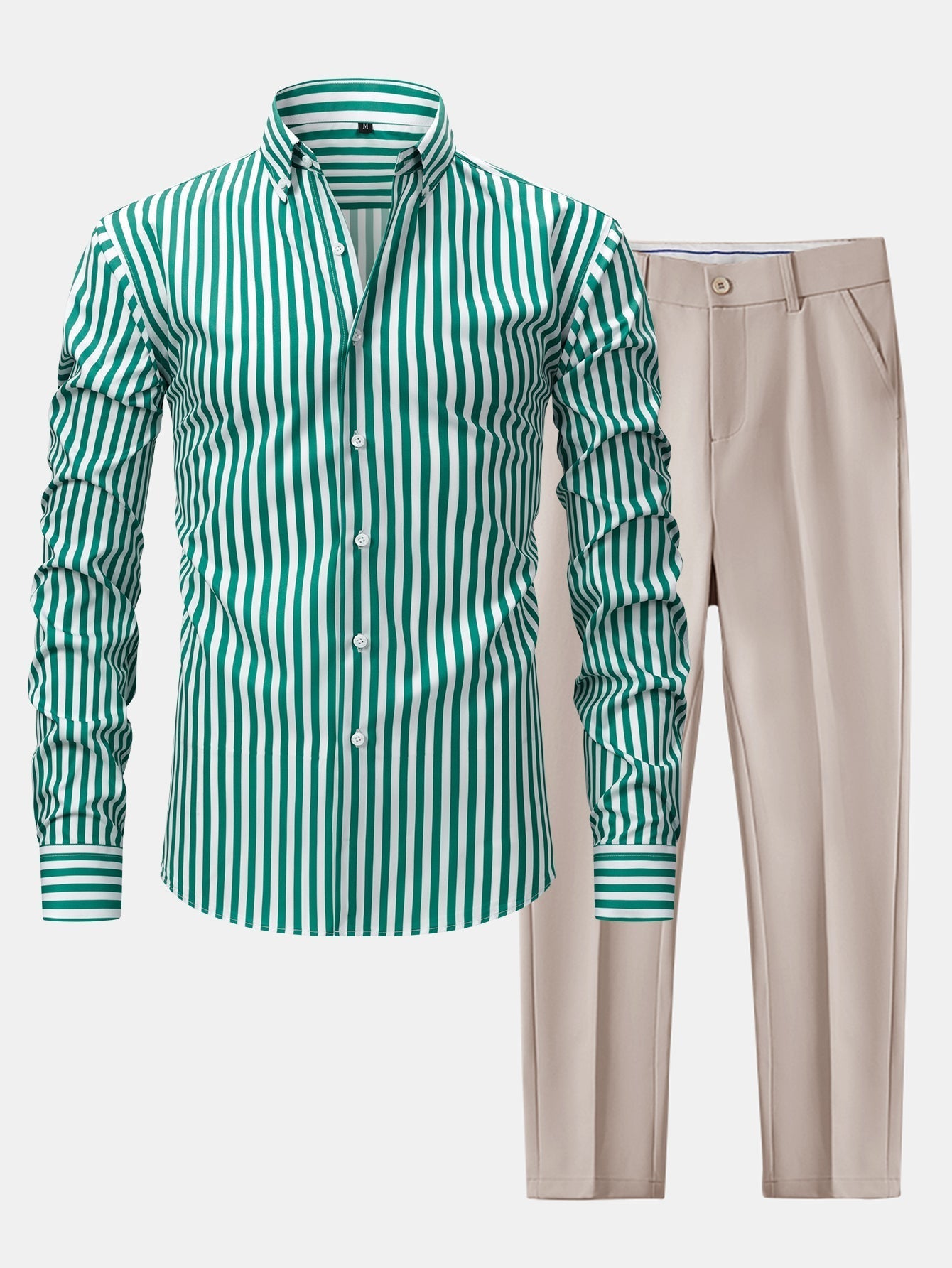 Maqiato | Men's Striped Shirt & Slim Fit Pants Set