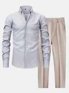 Maqiato | Men's Striped Shirt & Slim Fit Pants Set