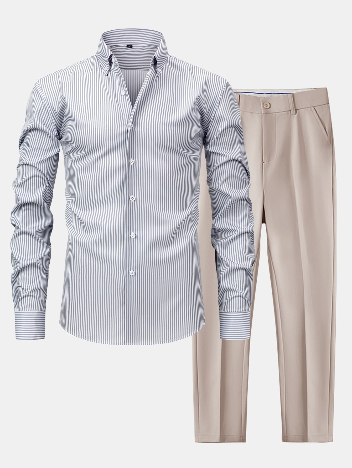 Maqiato | Men's Striped Shirt & Slim Fit Pants Set