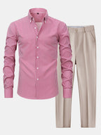 Maqiato | Men's Striped Shirt & Slim Fit Pants Set