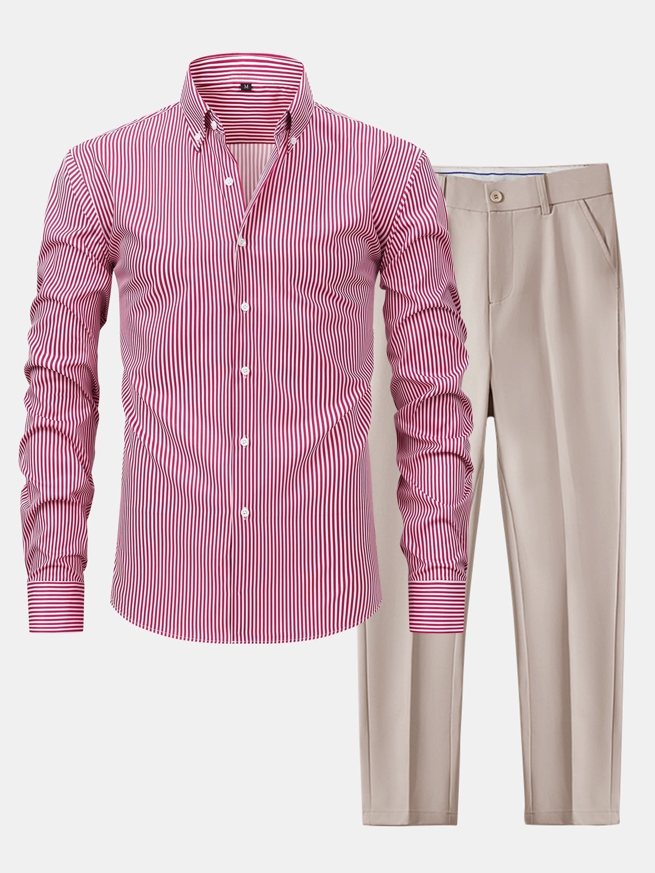 Maqiato | Men's Striped Shirt & Slim Fit Pants Set