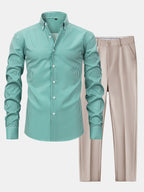 Maqiato | Men's Striped Shirt & Slim Fit Pants Set