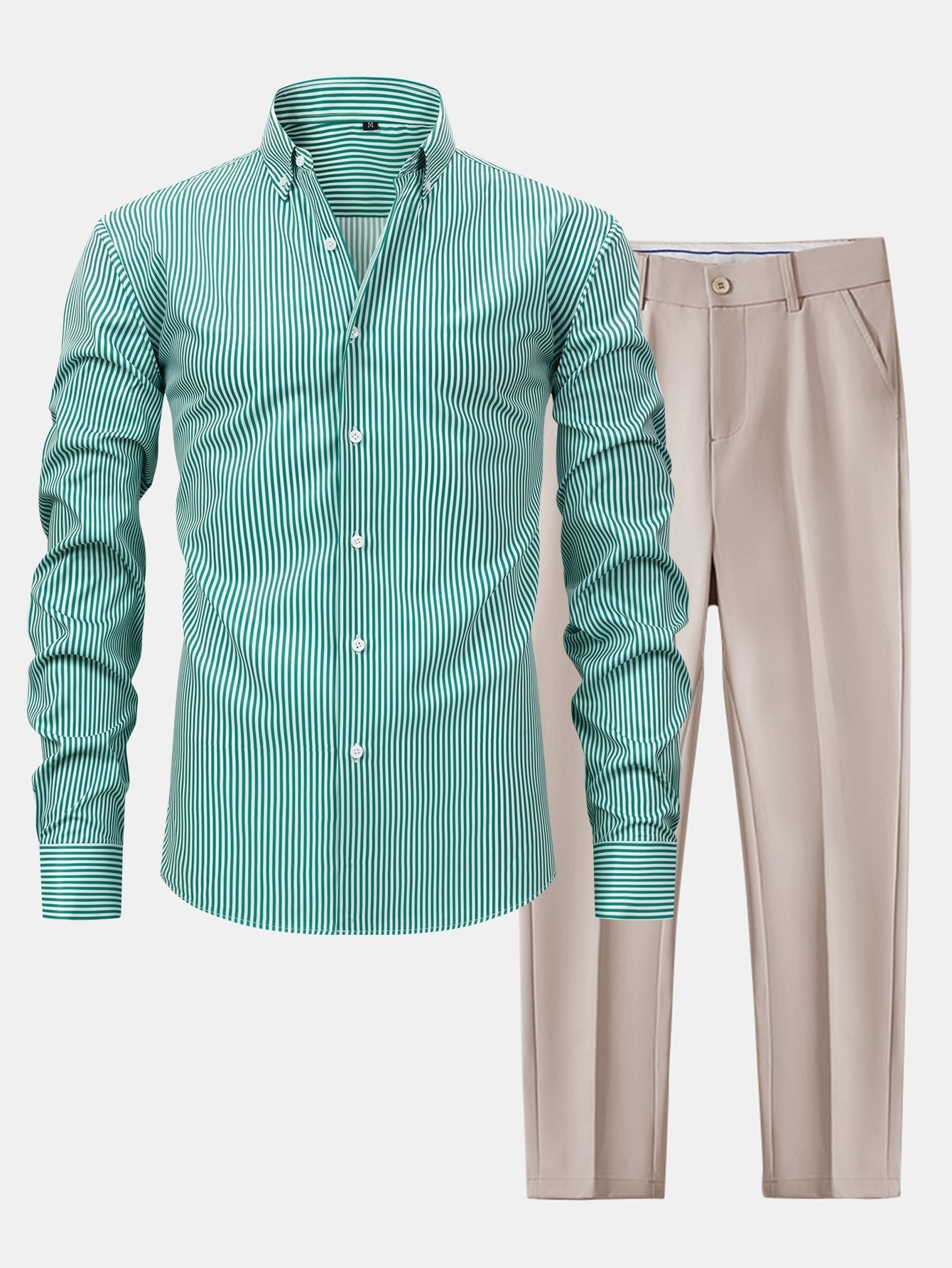 Maqiato | Men's Striped Shirt & Slim Fit Pants Set