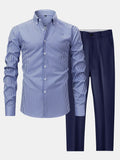 Maqiato | Men's Striped Shirt & Slim Fit Pants Set