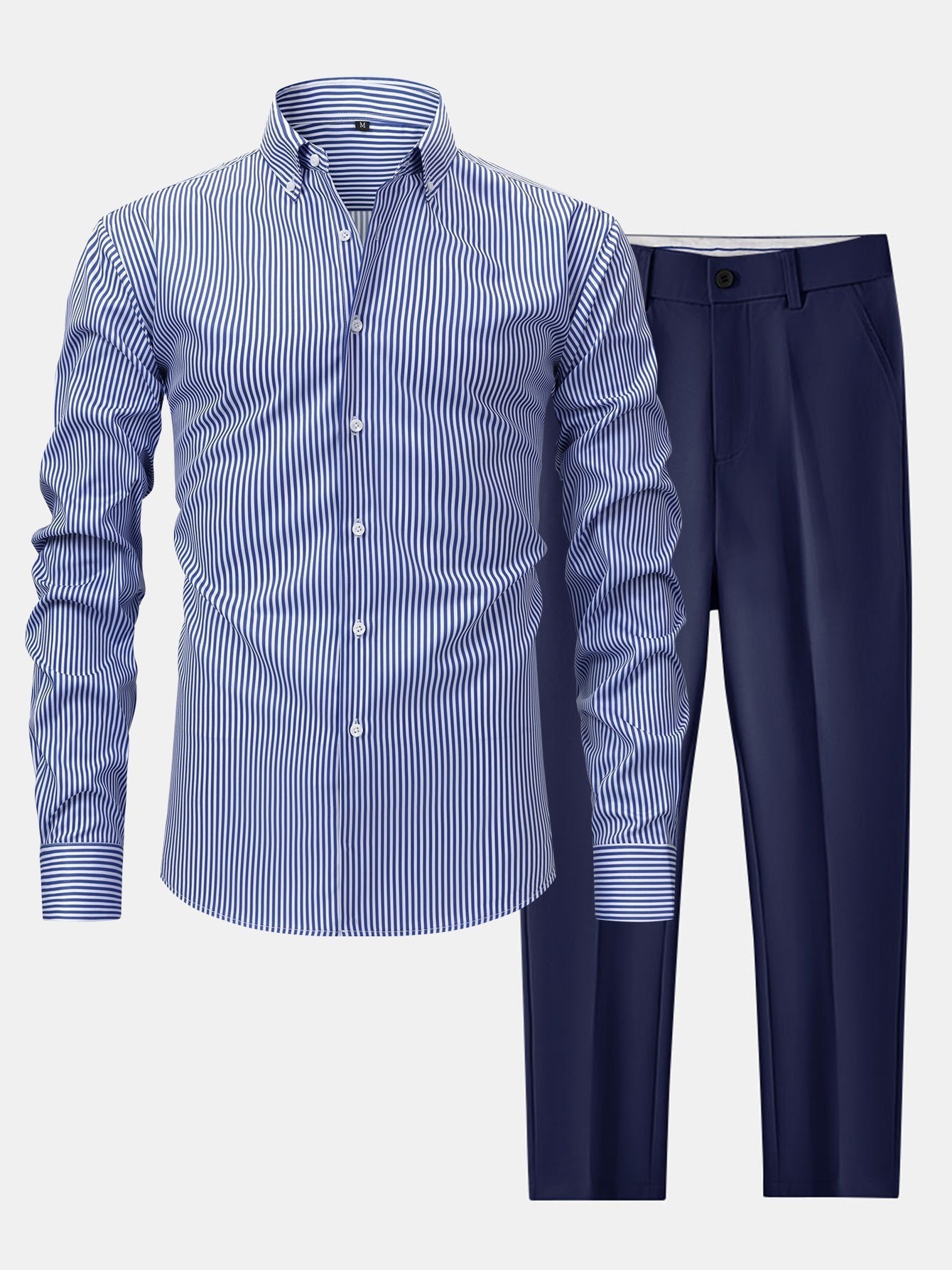 Maqiato | Men's Striped Shirt & Slim Fit Pants Set