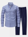 Maqiato | Men's Striped Shirt & Slim Fit Pants Set