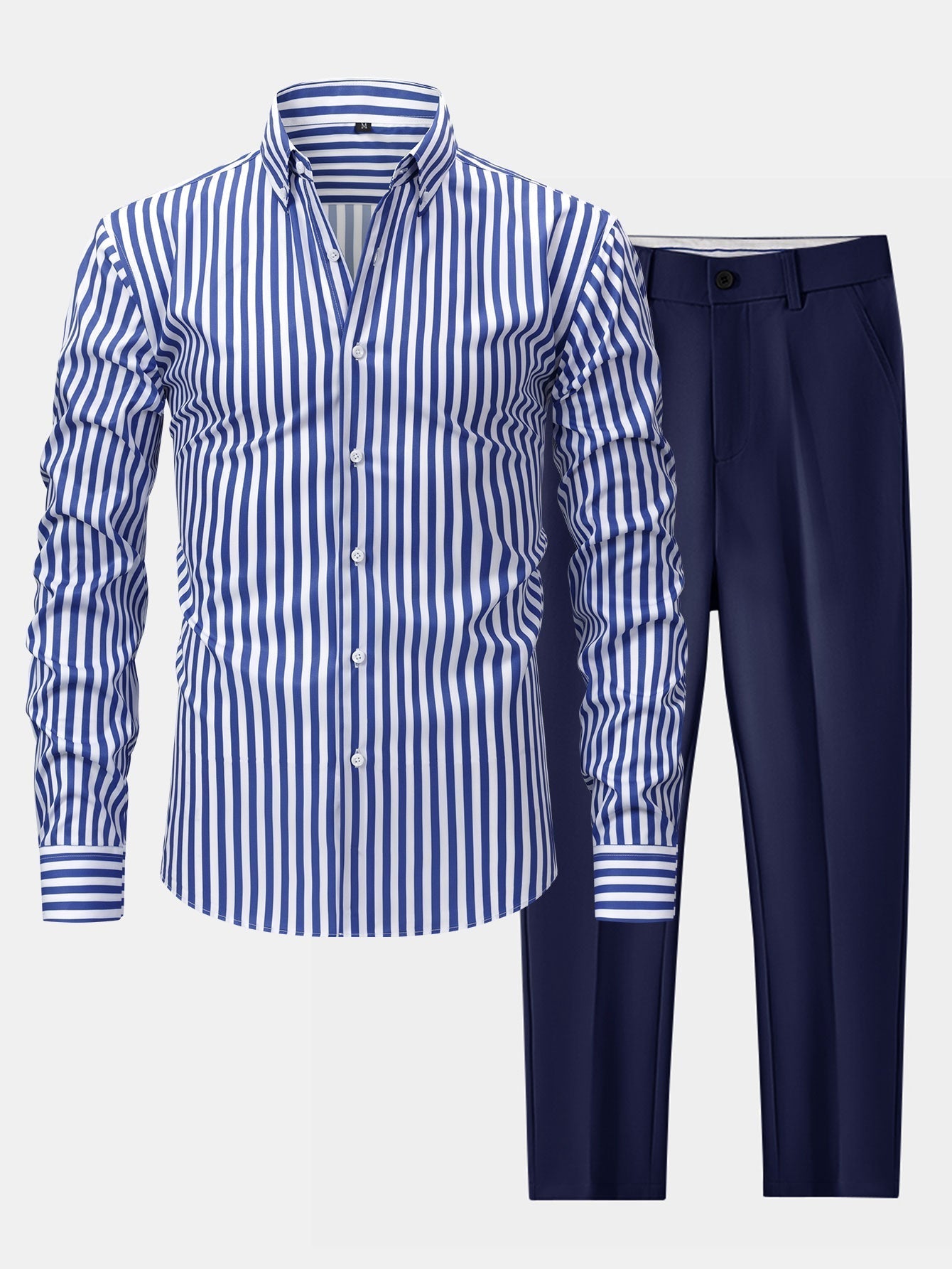Maqiato | Men's Striped Shirt & Slim Fit Pants Set