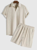 Maqiato | Men's Velvet Polo & Shorts Set