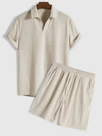 Maqiato | Men's Velvet Polo & Shorts Set