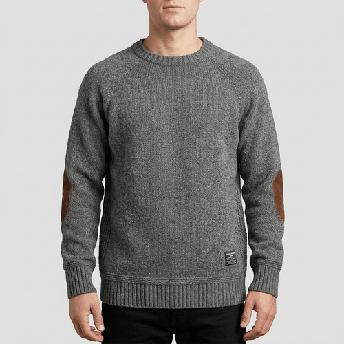 Maqiato | Men's Wool Sweater with Elbow Patches