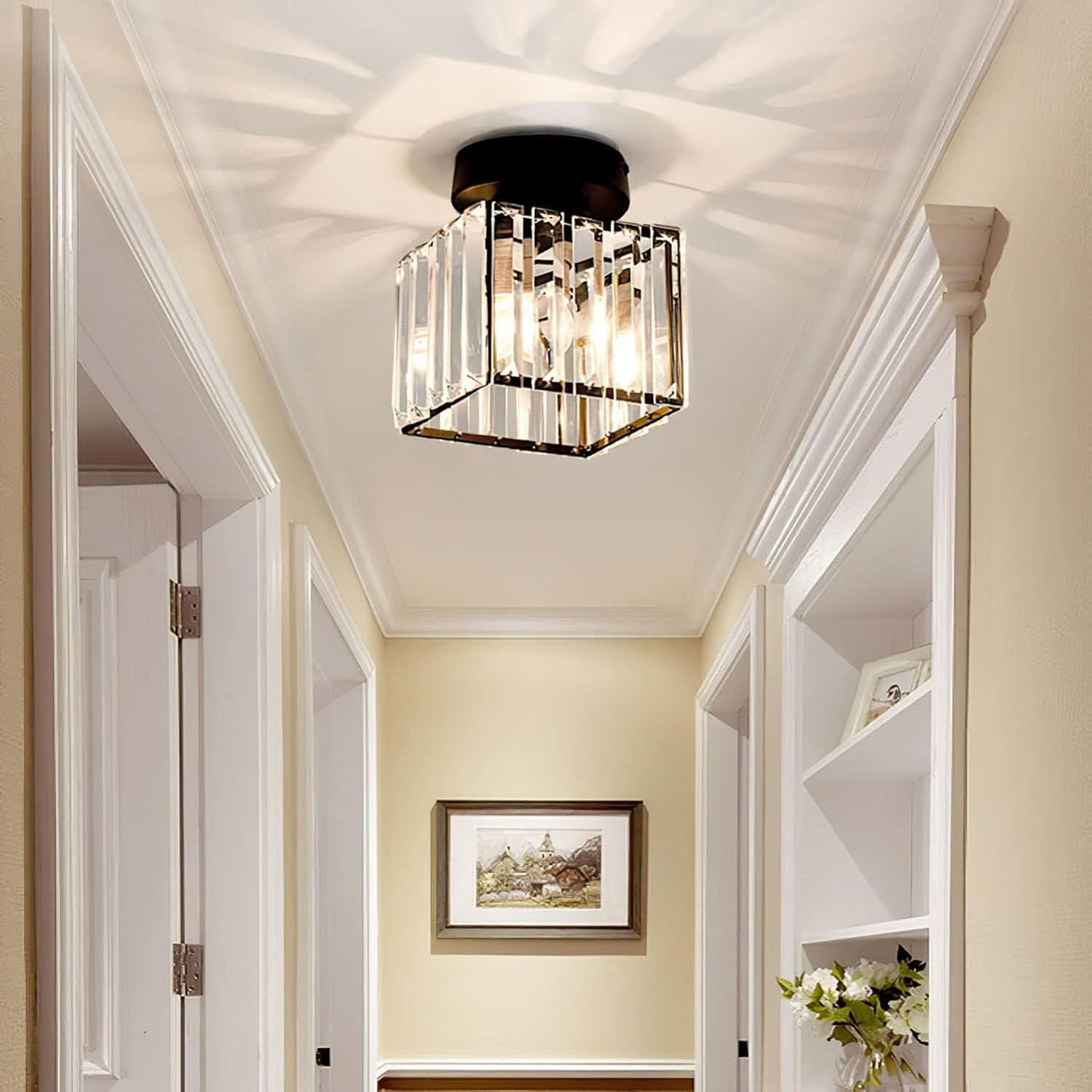 Maqiato | Modern Crystal Ceiling Light in Black or Gold