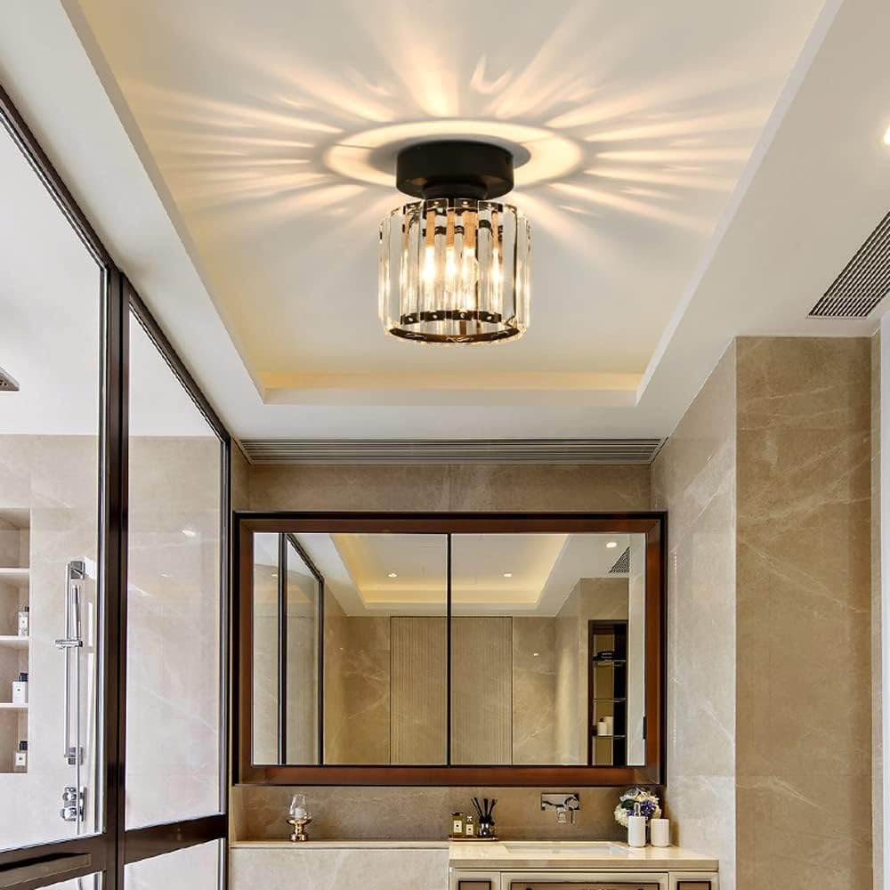 Maqiato | Modern Crystal Ceiling Light in Black or Gold