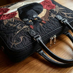 Maqiato | Quilted Cat Tote Bag - Black Cat and Book Stack