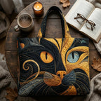 Maqiato | Quilted Cat Tote Bag - Mystic Black Cat