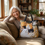Maqiato | Quilted Cat Tote Bag - Sleeping Kittens
