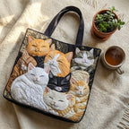 Maqiato | Quilted Cat Tote Bag - Sleeping Kittens