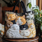 Maqiato | Quilted Cat Tote Bag - Sleeping Kittens