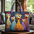 Maqiato | Quilted Tote Bag - Colorful Chickens