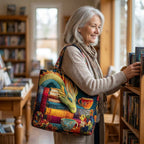 Maqiato | Quilted Tote Bag - Dragon Reader with Books