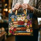 Maqiato | Quilted Tote Bag - Floral Print and Books