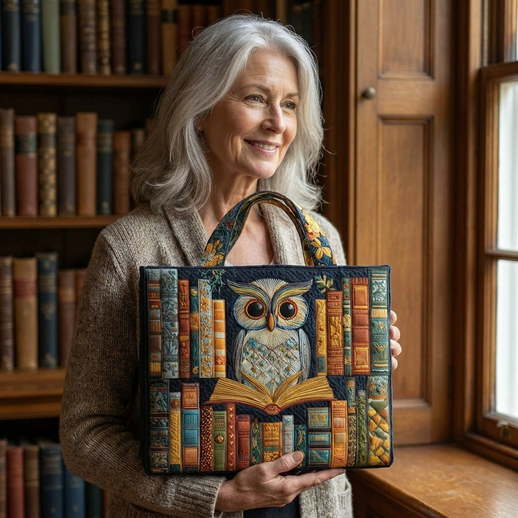 Maqiato | Quilted Tote Bag - Owl and Vintage Books