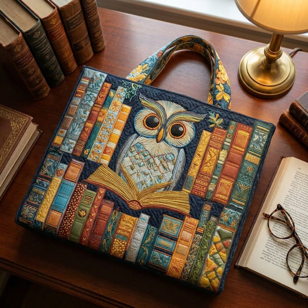 Maqiato | Quilted Tote Bag - Owl and Vintage Books