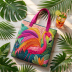 Maqiato | Quilted Tote Bag - Rainbow Flamingo