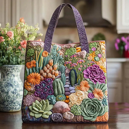 Maqiato | Quilted Tote Bag - Succulent Garden
