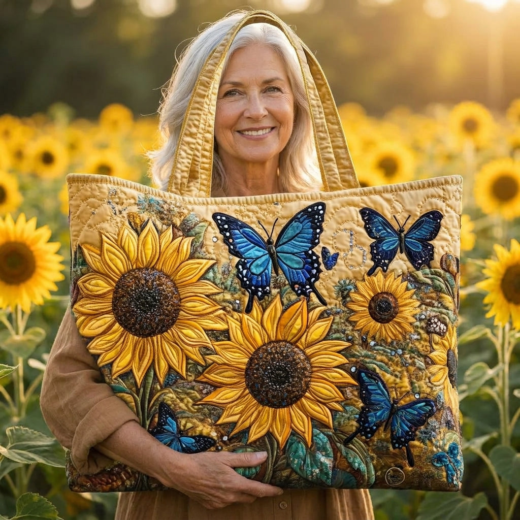 Maqiato | Quilted Tote Bag - Sunflowers and Butterflies