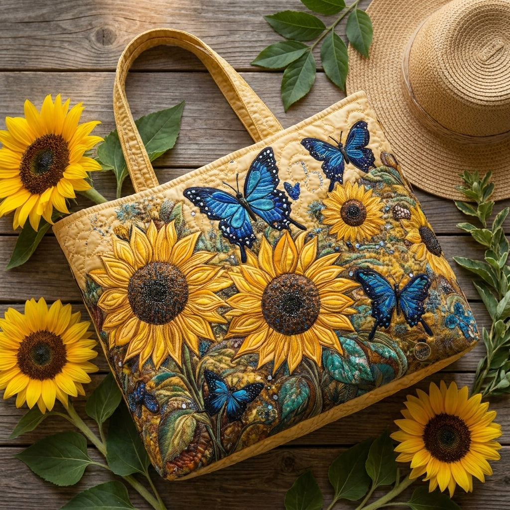 Maqiato | Quilted Tote Bag - Sunflowers and Butterflies