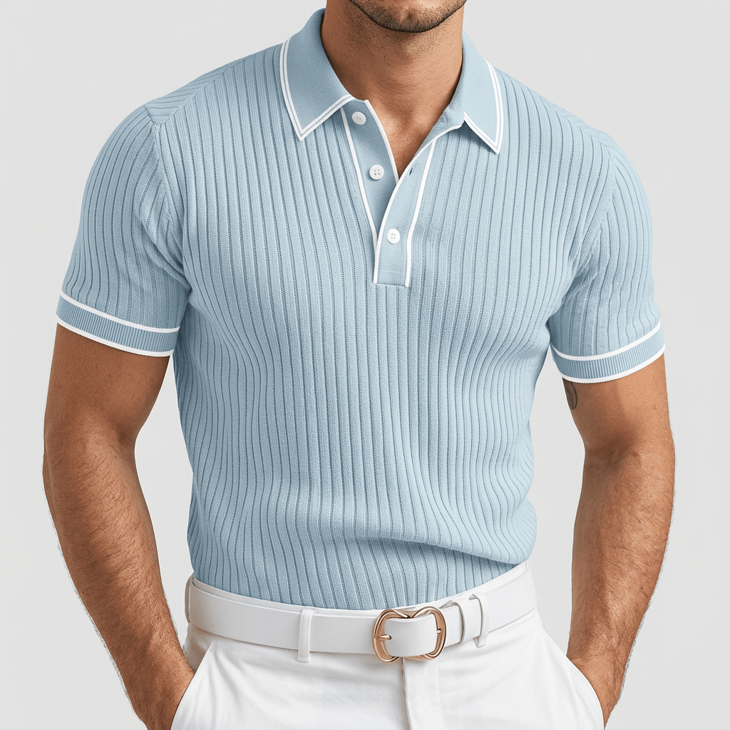Maqiato | Ribbed polo shirt with contrast collar