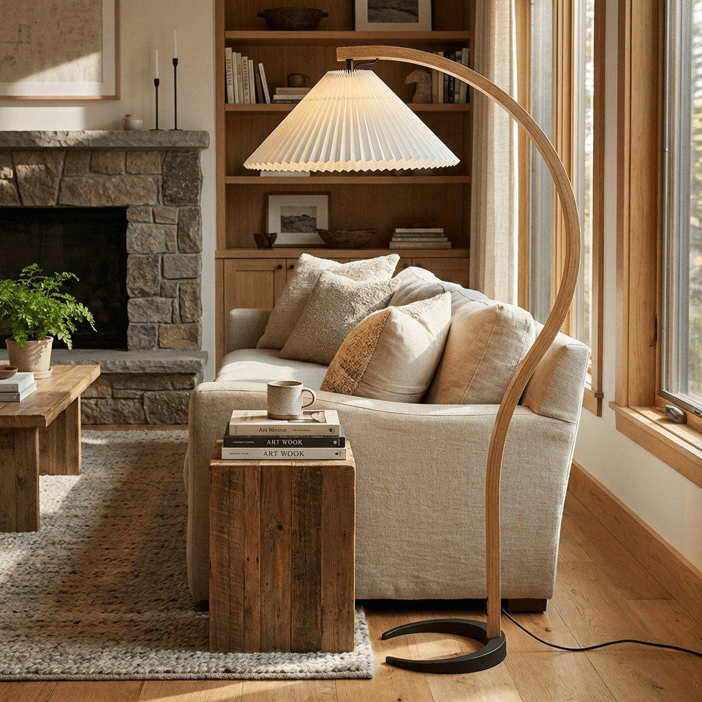 Maqiato | Scandinavian Beech Wood Floor Lamp in White