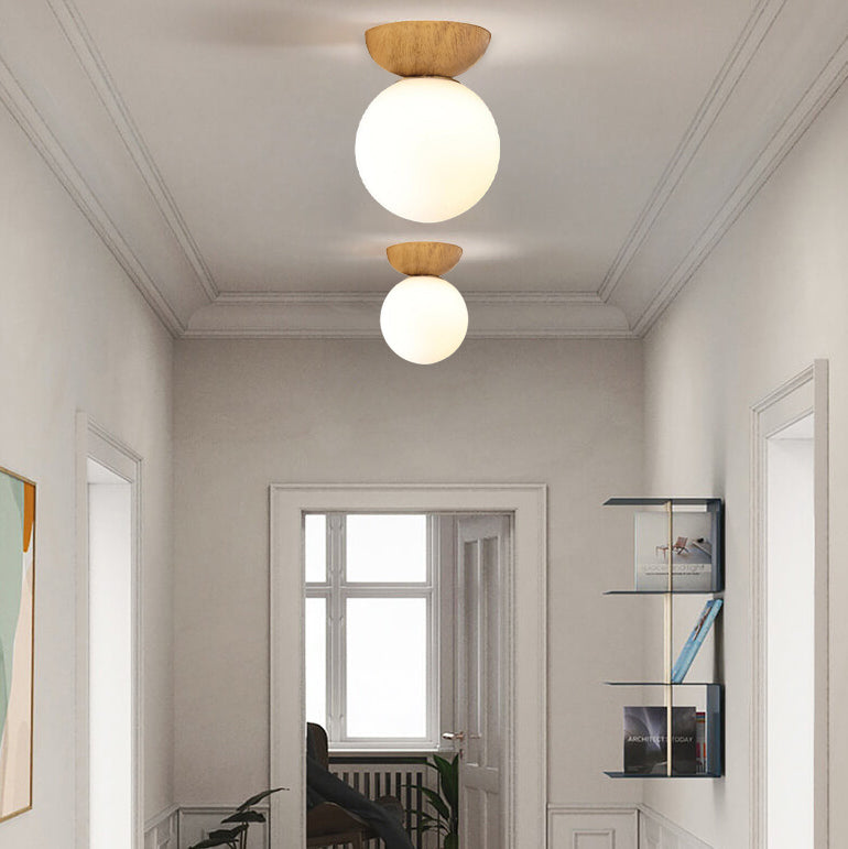 Maqiato | Single Globe Wood & Metal Ceiling Light
