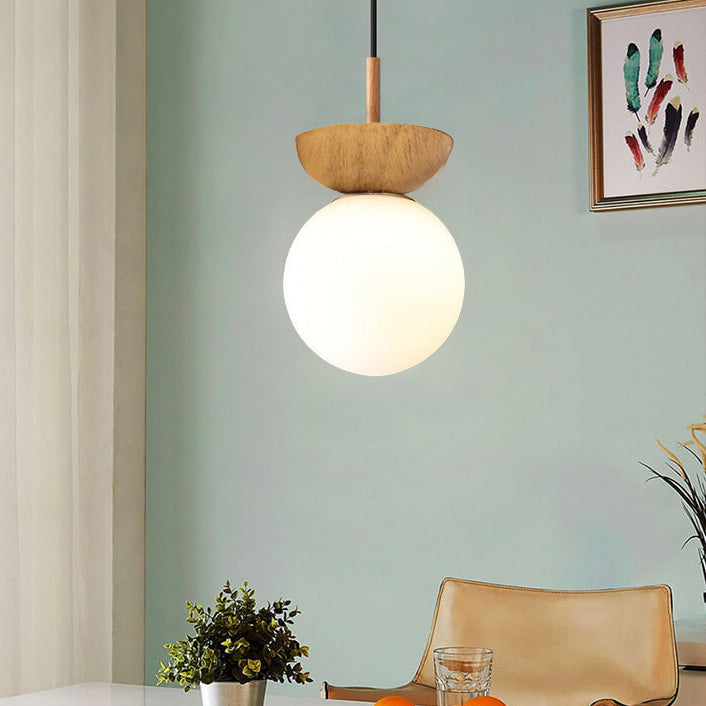 Maqiato | Single Globe Wood & Metal Ceiling Light