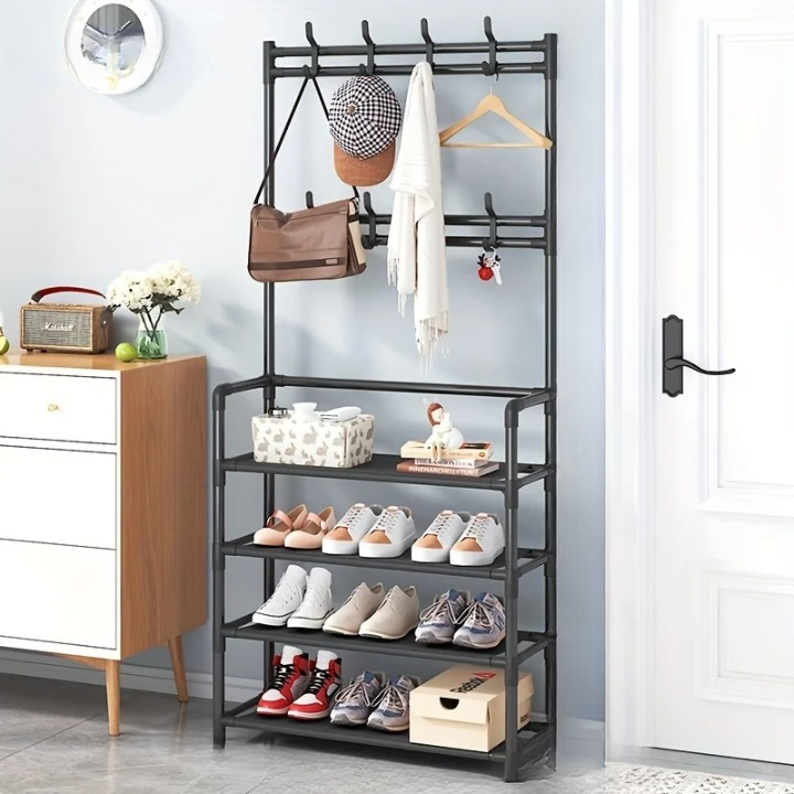 Maqiato | Steel Coat Rack with Shoe Storage Shelf