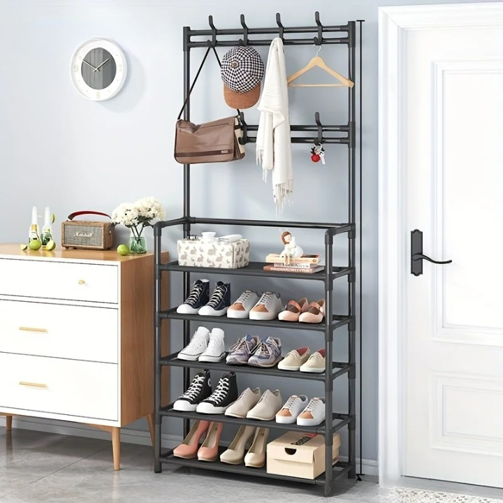 Maqiato | Steel Coat Rack with Shoe Storage Shelf
