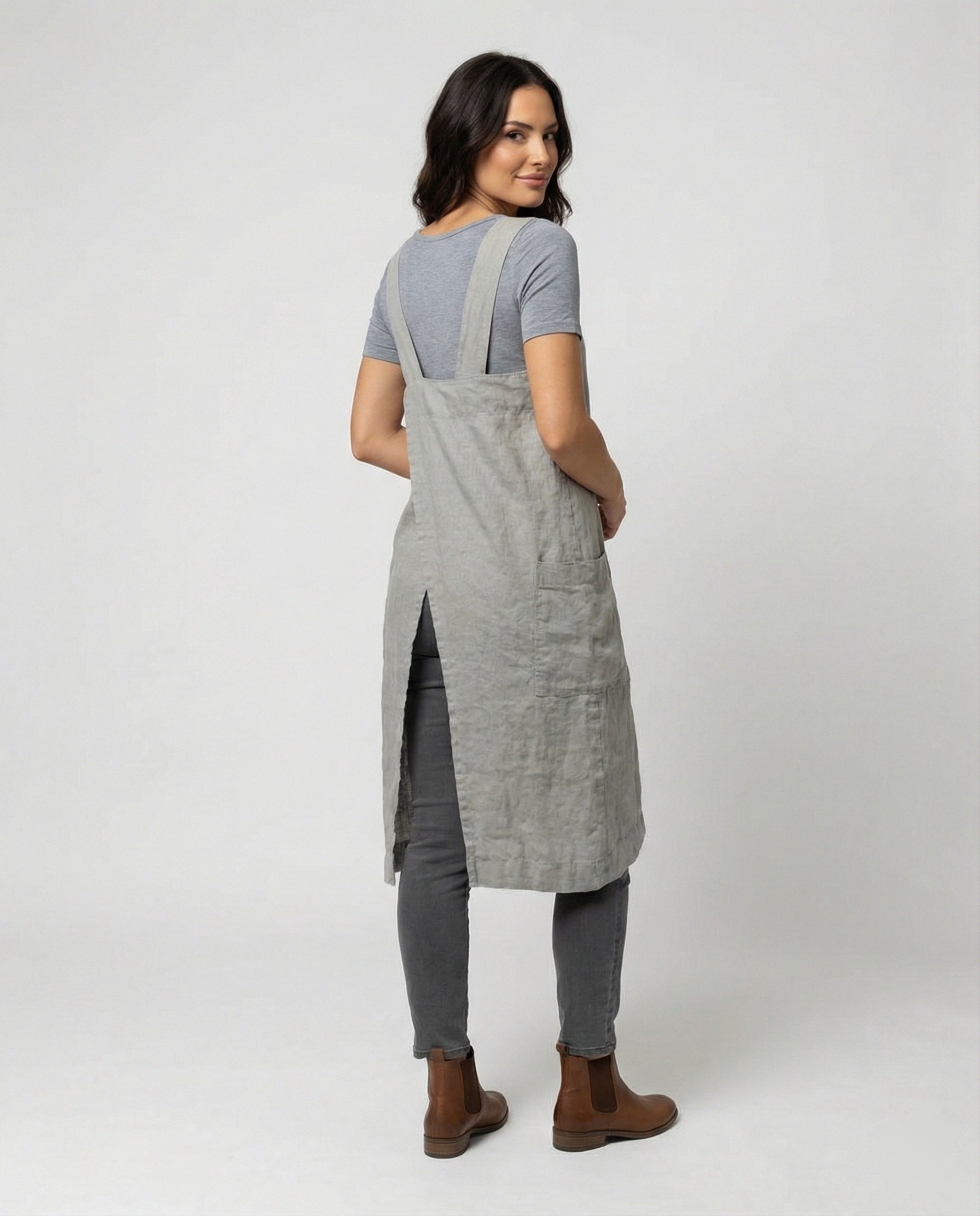 Maqiato | Women's Cotton Pinafore Dress with Pockets